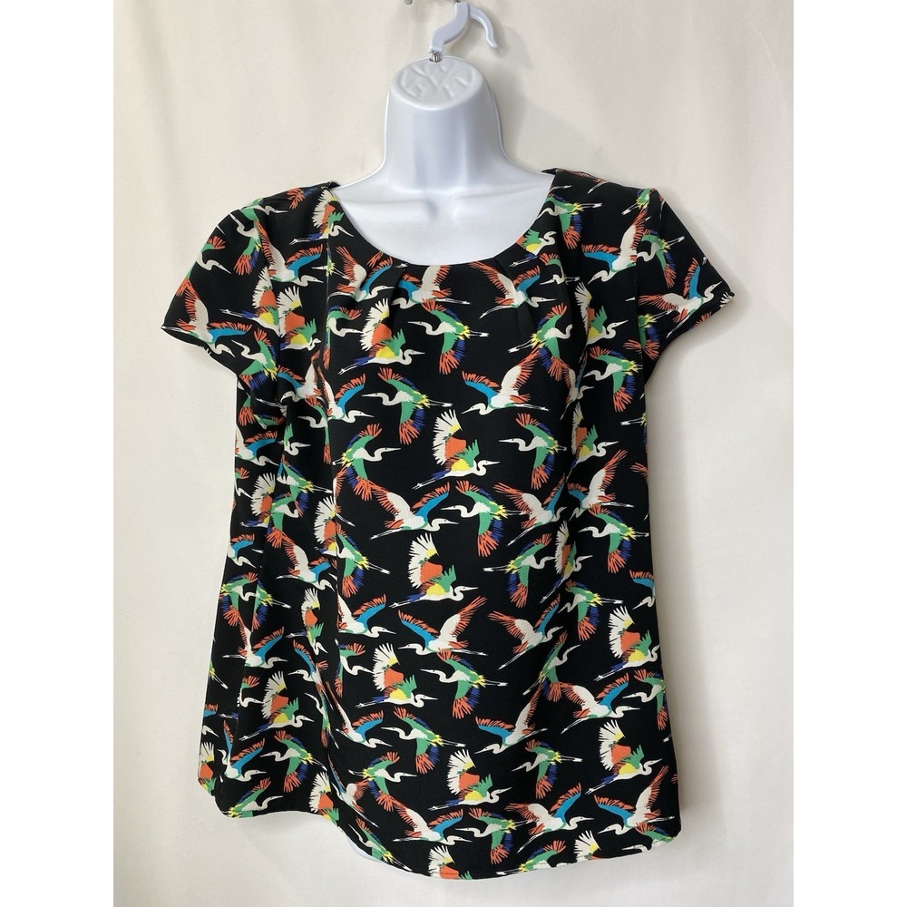 Camaieu Womens Soaring Birds Shirt Size Medium Whimsical Mystical Ethereal Fall